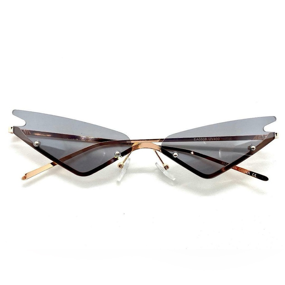 Retro Y2K Futuristic Gold and Smoke Gray UV Sunglasses Rave Festival Coachella